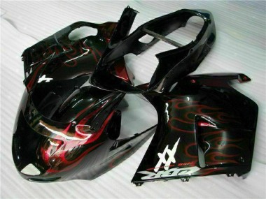 1996-2007 Honda CBR1100XX Blackbird Abs Motorcycle Fairing - Glossy Black Red Flame Australia