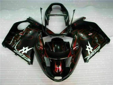 1996-2007 Honda CBR1100XX Blackbird Abs Motorcycle Fairing - Glossy Black Red Flame Australia