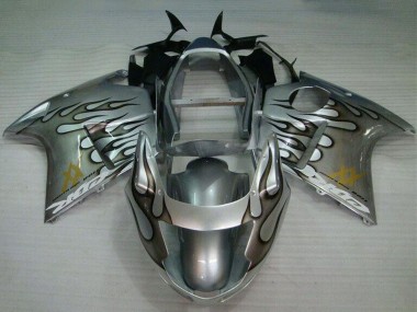 1996-2007 Honda CBR1100XX Blackbird Motorcycle Fairing - Silver Black Flame Australia