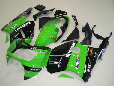 2000-2001 Kawasaki ZX12R Motorcycle Fairings - Green Glossy Black Elf Touch4 Monster Australia