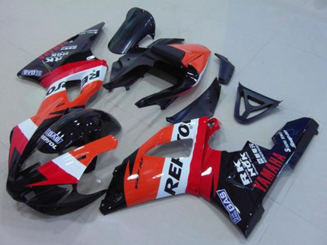 2000-2001 Yamaha YZF R1 Motorcycle Fairing - Orange White Red Black Repsol Australia