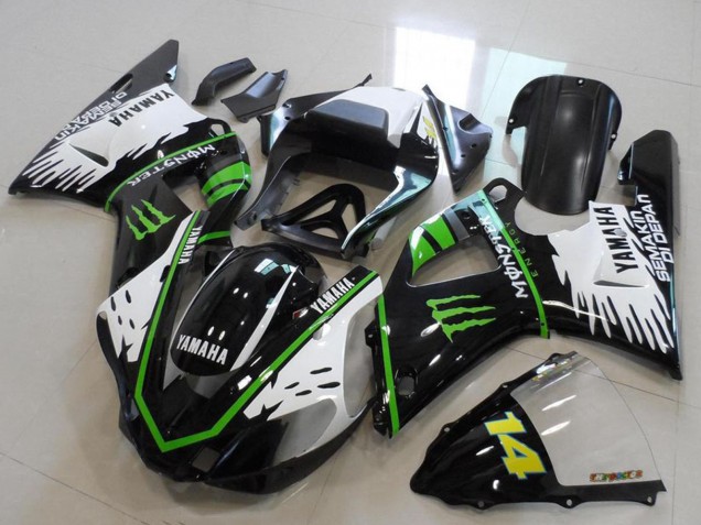 2000-2001 Yamaha YZF R1 Motorcycle Fairings - Glossy Black White Green Monster Australia
