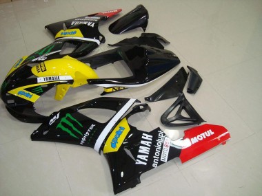 2000-2001 Yamaha YZF R1 Motorcycle Fairings - Glossy Black Yellow White Red Monster Motul Australia