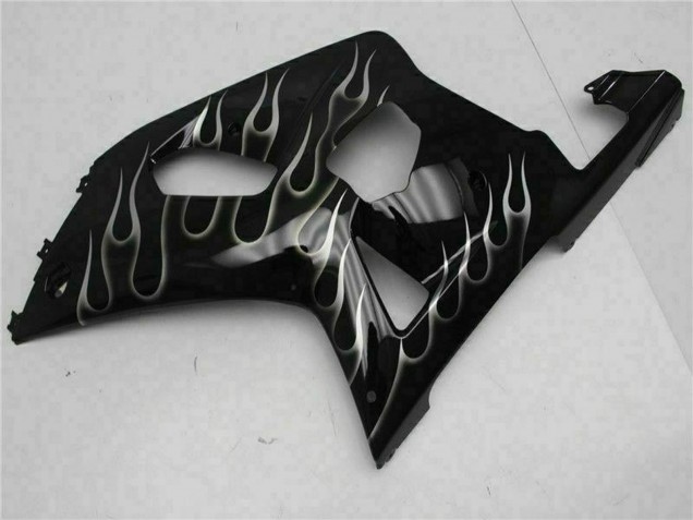 2001-2003 Suzuki GSXR 600/750 Motorcycle Fairings - Glossy Black Silver Flame Australia