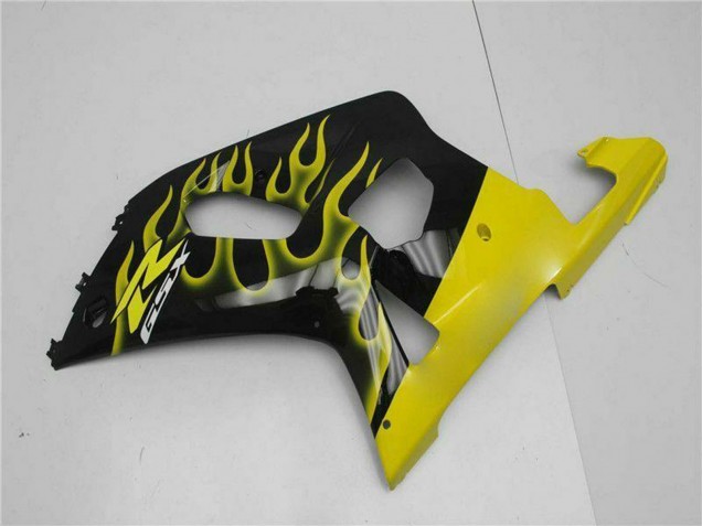 2001-2003 Suzuki GSXR 600/750 Motorcycle Fairings - Glossy Black Yellow Flame Australia