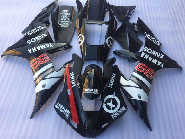 2002-2003 Yamaha YZF R1 Motorcycle Fairings - Glossy Black White Red Yamalube ENEOS Australia