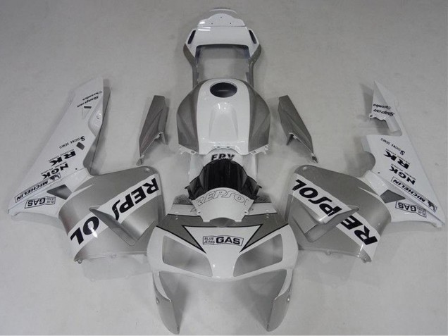 2003-2004 Honda CBR600RR Motorcycle Fairing - White Silver Black Repsol Australia