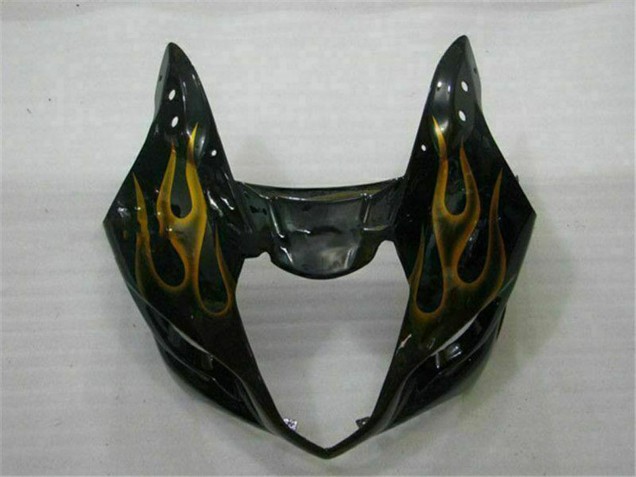 2003-2004 Suzuki GSXR 1000 Motorcycle Fairings - Glossy Black Gold Flame Australia