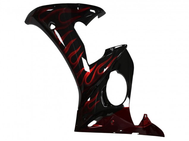 2003-2004 Yamaha YZF R6 Motorcycle Fairing - Glossy Black Red Flame Australia