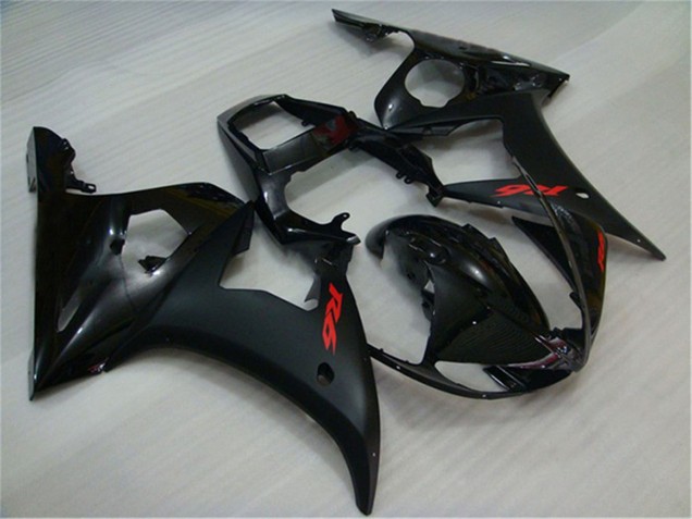 2003-2004 Yamaha YZF R6 Motorcycle Fairings - Glossy Black Matte Black Red Decals Australia