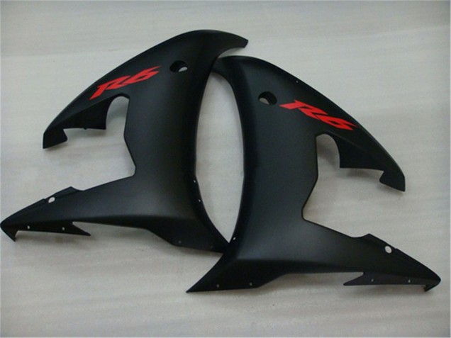 2003-2004 Yamaha YZF R6 Motorcycle Fairings - Glossy Black Matte Black Red Decals Australia