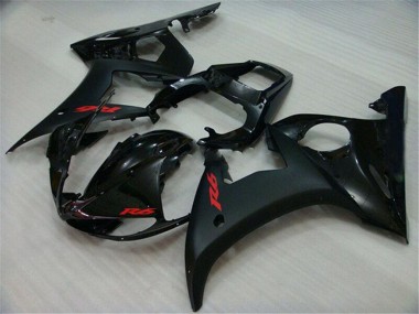 2003-2004 Yamaha YZF R6 Motorcycle Fairings - Glossy Black Matte Black Red Decals Australia