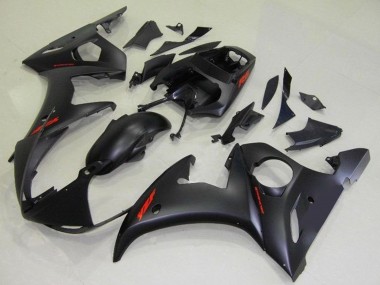 2003-2004 Yamaha YZF R6 Motorcycle Fairings - Matte Black Red Decals Australia