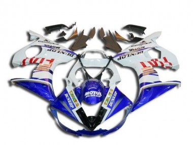 2003-2004 Yamaha YZF R6 Motorcycle Fairings - White Blue Red Fiat Motul Dunlop Michelin Australia