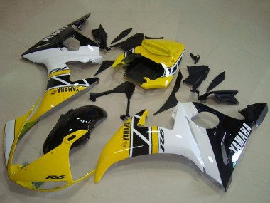 2003-2004 Yamaha YZF R6 Motorcycle Fairings - Yellow White Glossy Black Anniversary Australia