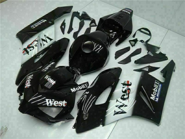 2004-2005 Honda CBR1000RR Motorcycle Fairings - Glossy Black White West Mobil Michelin Australia