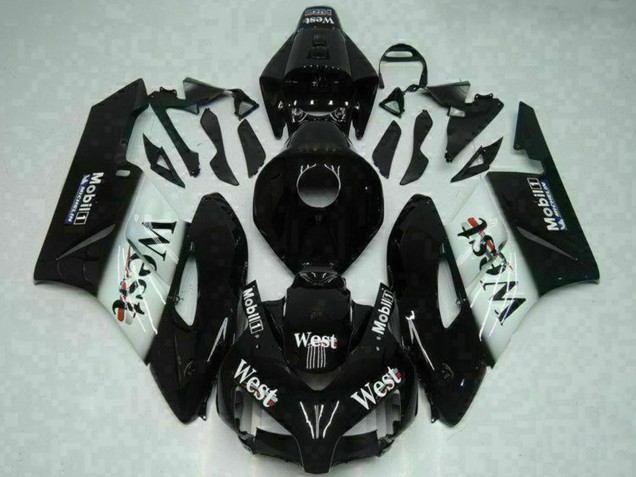 2004-2005 Honda CBR1000RR Motorcycle Fairings - Glossy Black White West Mobil Michelin Australia