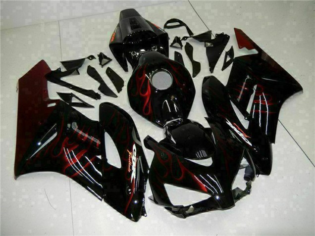 2004-2005 Honda CBR1000RR Motorcycle Fairings - Glossy Black Red Flame Australia