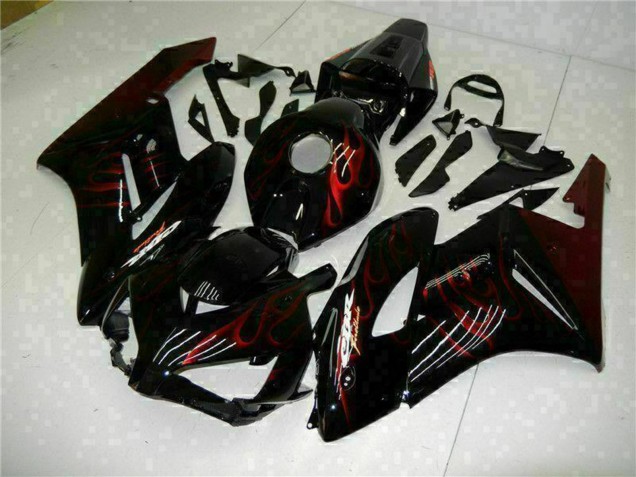 2004-2005 Honda CBR1000RR Motorcycle Fairings - Glossy Black Red Flame Australia