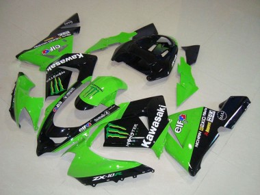 2004-2005 Kawasaki ZX10R Motorcycle Fairings - Green Black Monster Elf Australia