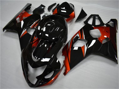 2004-2005 Suzuki GSXR 600/750 Motorcycle Fairings - Glossy Black Red Stripe Australia