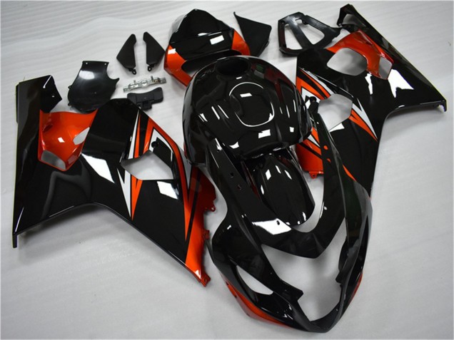 2004-2005 Suzuki GSXR 600/750 Motorcycle Fairings - Glossy Black Red Stripe Australia
