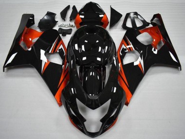 2004-2005 Suzuki GSXR 600/750 Motorcycle Fairings - Glossy Black Red Stripe Australia