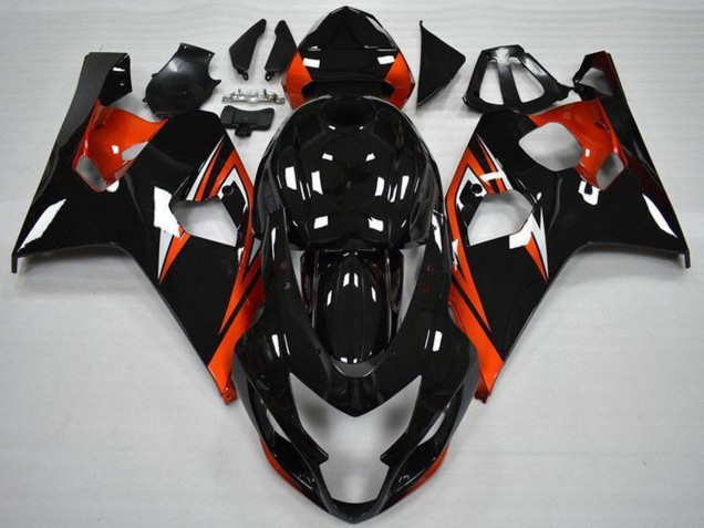 2004-2005 Suzuki GSXR 600/750 Motorcycle Fairings - Glossy Black Red Stripe Australia