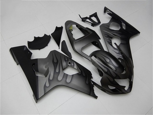 2004-2005 Suzuki GSXR 600/750 Motorcycle Fairings - Grey Black Flame Australia