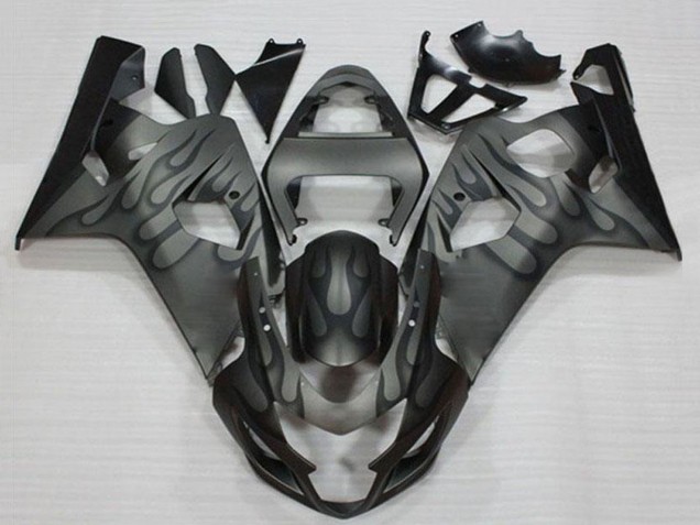 2004-2005 Suzuki GSXR 600/750 Motorcycle Fairings - Grey Black Flame Australia