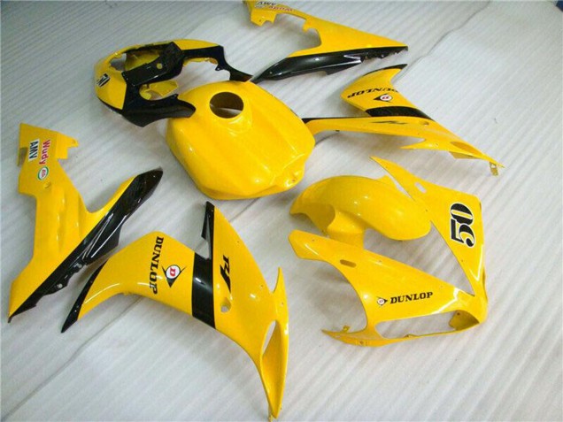 2004-2006 Yamaha YZF R1 Motorcycle Fairings - Yellow Glossy Black Dunlop 50 Australia