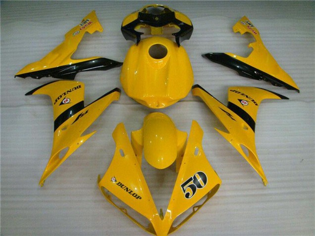 2004-2006 Yamaha YZF R1 Motorcycle Fairings - Yellow Glossy Black Dunlop 50 Australia
