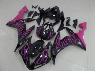 2004-2006 Yamaha YZF R1 Motorcycle Fairings - Glossy Black Pink Flame Australia