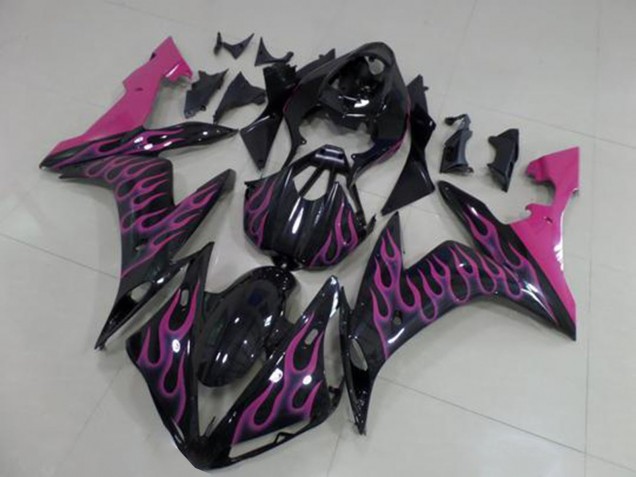 2004-2006 Yamaha YZF R1 Motorcycle Fairings - Glossy Black Pink Flame Australia