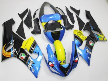 2005-2006 Kawasaki ZX6R Motorcycle Fairings - Blue Yellow Black Shark Australia