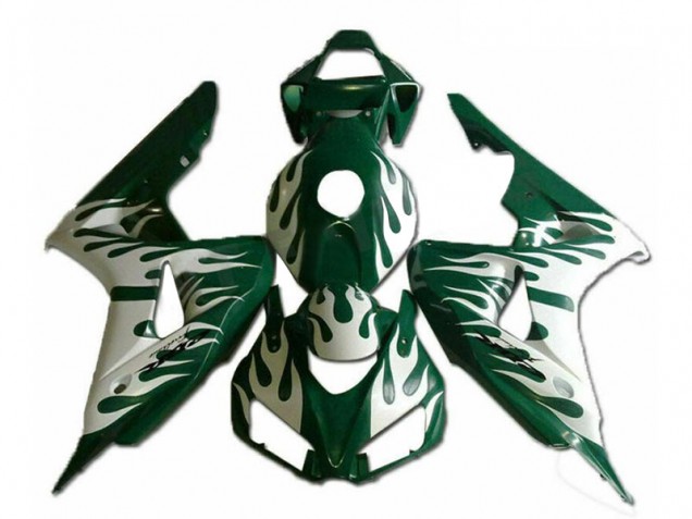 2006-2007 Honda CBR1000RR Motorcycle Fairings - White Green Flame Australia