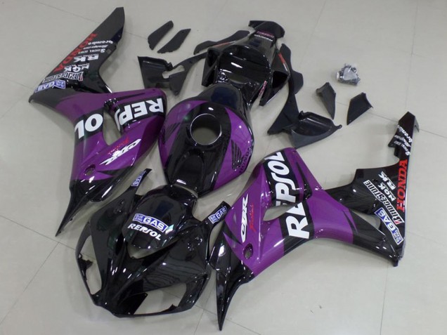 2006-2007 Honda CBR1000RR Motorcycle Fairings - Glossy Black Purple Repsol Australia