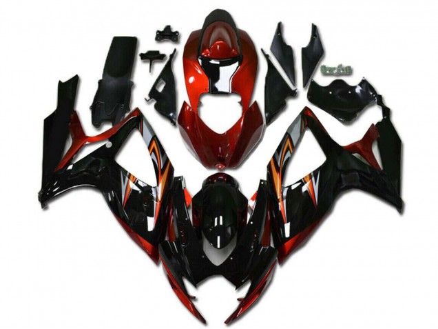 2006-2007 Suzuki GSXR 600/750 Motorcycle Fairings - Orange Silver Glossy Black Stripe Australia