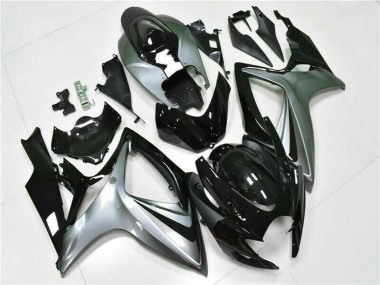 2006-2007 Suzuki GSXR 600/750 Motorcycle Fairings - Silver Glossy Black Australia