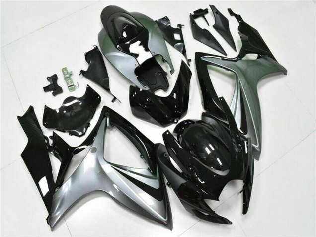 2006-2007 Suzuki GSXR 600/750 Motorcycle Fairings - Silver Glossy Black Australia