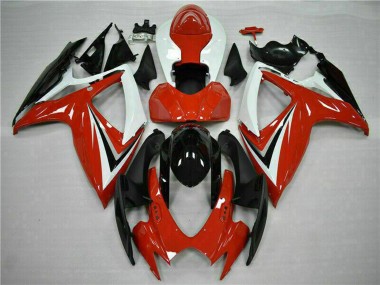 2006-2007 Suzuki GSXR 600/750 Motorcycle Fairings - White Red Glossy Black Stripe Australia