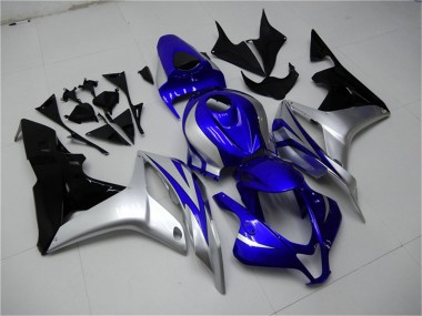 2007-2008 Honda CBR600RR Motorcycle Fairings - Silver Blue Glossy Black OEM Style Australia