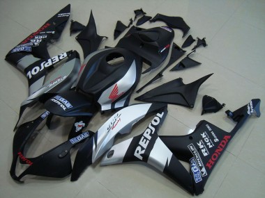 2007-2008 Honda CBR600RR Motorcycle Fairings - Matte Black Silver Repsol Australia