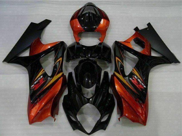 2007-2008 Suzuki GSXR 1000 Motorcycle Fairings - Black Orange Australia