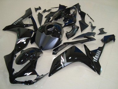 2007-2008 Yamaha YZF R1 Motorcycle Fairings - Glossy Black Matte Black White Decal Australia