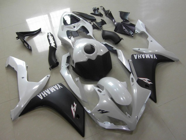 2007-2008 Yamaha YZF R1 Motorcycle Fairings - White Matte Black Australia