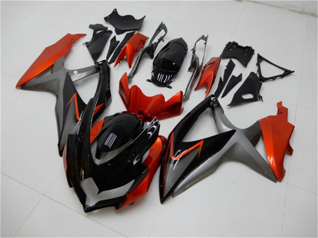2008-2010 Suzuki GSXR 600/750 Motorcycle Fairings - Orange Grey Glossy Black Australia
