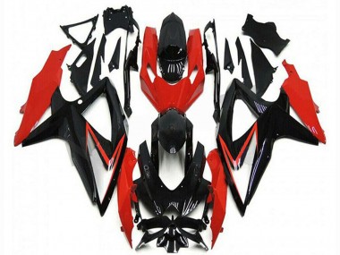 2008-2010 Suzuki GSXR 600/750 Motorcycle Fairings - Red Glossy Black Stripe Australia