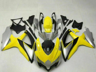 2008-2010 Suzuki GSXR 600/750 Motorcycle Fairings - Yellow Silver Glossy Black Australia