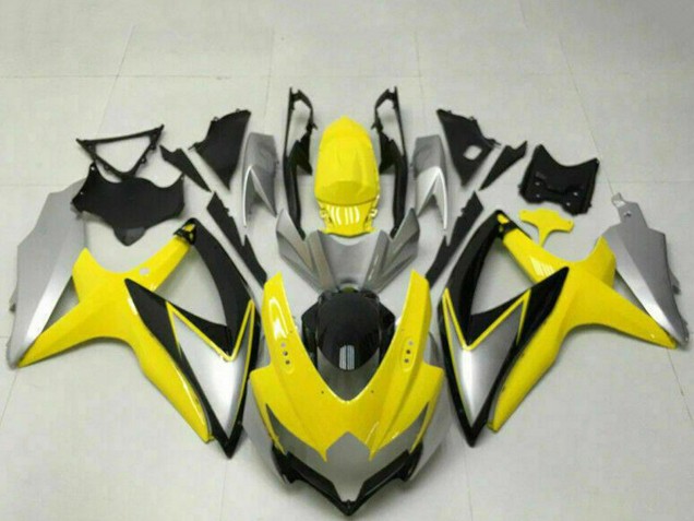 2008-2010 Suzuki GSXR 600/750 Motorcycle Fairings - Yellow Silver Glossy Black Australia